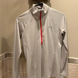 Under Armour Light Gray Pullover with Red Zip